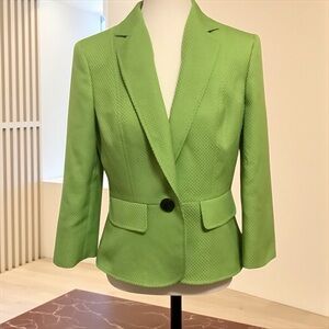 JONES STUDIO LIME GREEN TEXTURED SINGLE BUTTON BLAZER JACKET/ Size 6